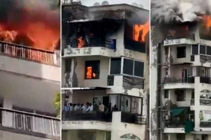 दिल्ली के द्वारका में फ्लैट में लगी आग